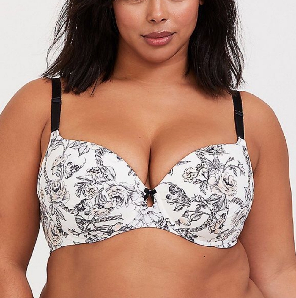 Torrid Black and White Floral Bra